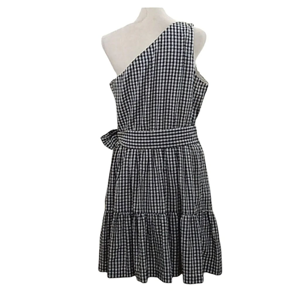 Vineyard Vines Gingham Seersucker One Shoulder Dress Size 10